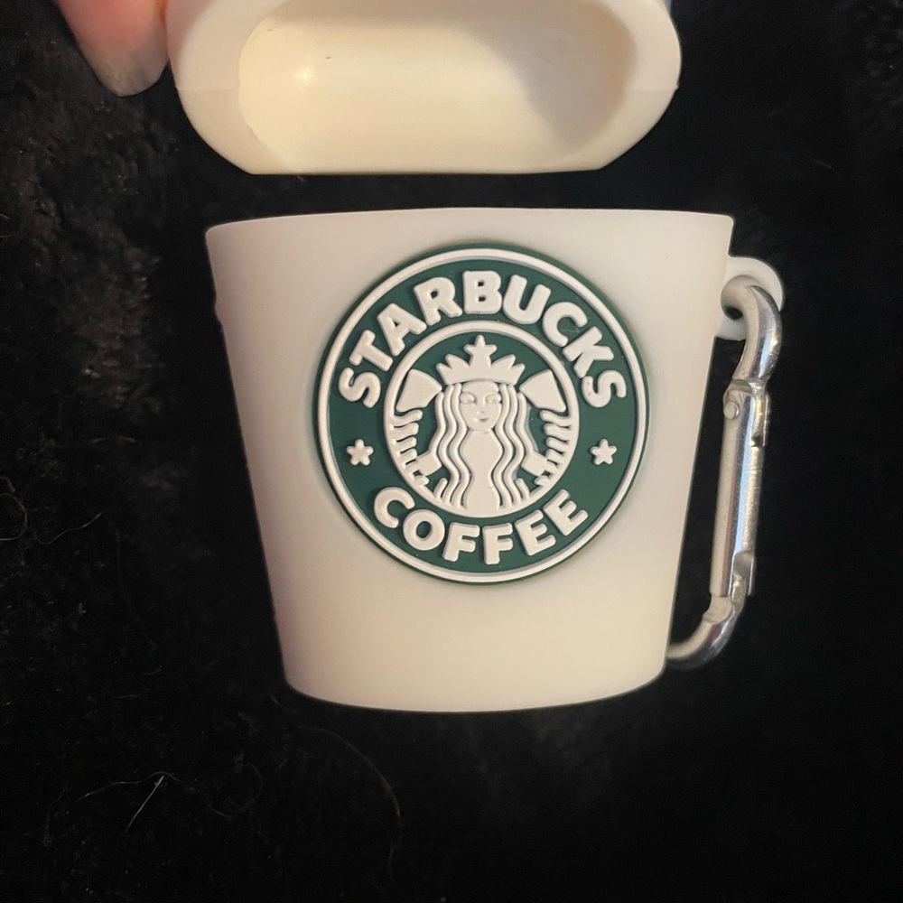 Starbucks White Cup Keychain AirPod case with Green Logo